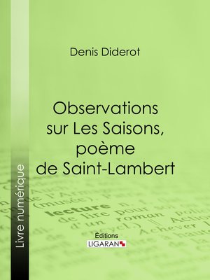 cover image of Observations sur Les Saisons, poème de Saint-Lambert